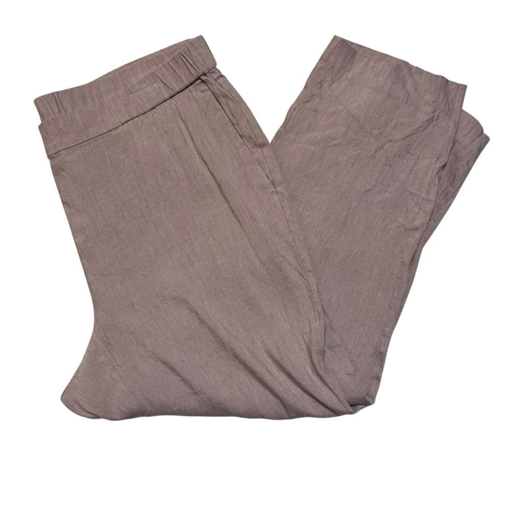 J. Jill Women's Taupe Linen Blend Straight Leg Pull On Pants Trousers Size XL